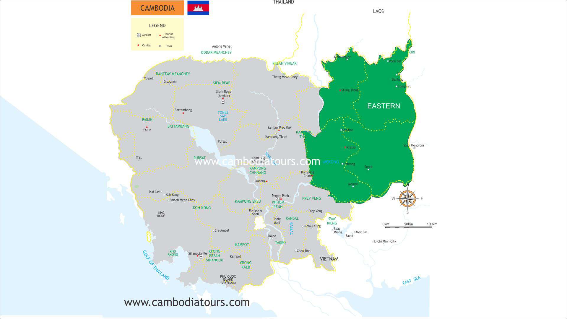 Eastern Cambodia Travel Map 8422e