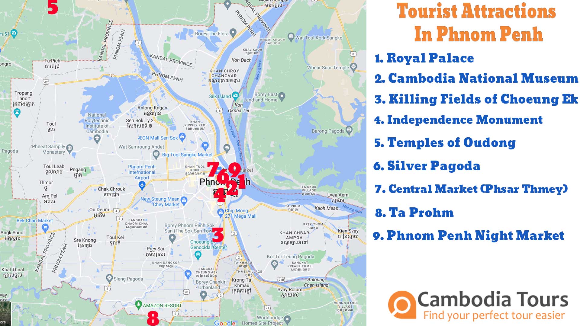 Phnom Penh travel map